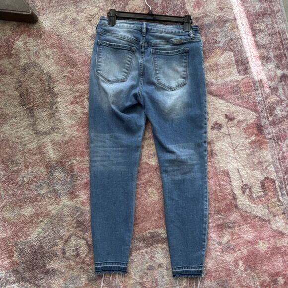 KanCan Women's Skinny Distressed Raw Hem Denim Jeans Blue - Picture 3 of 11